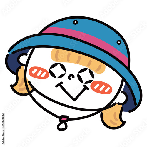 探検・アウトドアの帽子を被った女の子の顔イラスト素材