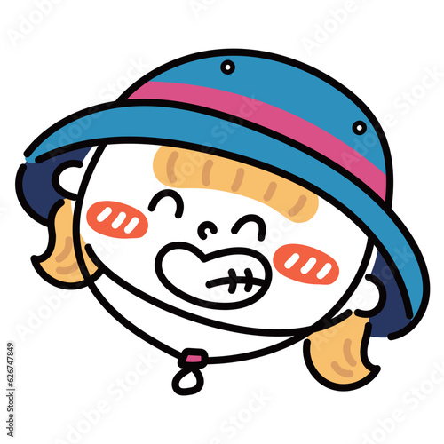 探検・アウトドアの帽子を被った女の子の顔イラスト素材