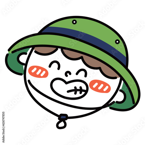 探検・アウトドアの帽子を被った男の子の顔イラスト素材