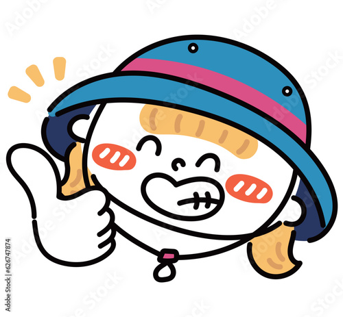 探検・アウトドアの帽子を被った女の子の顔イラスト素材