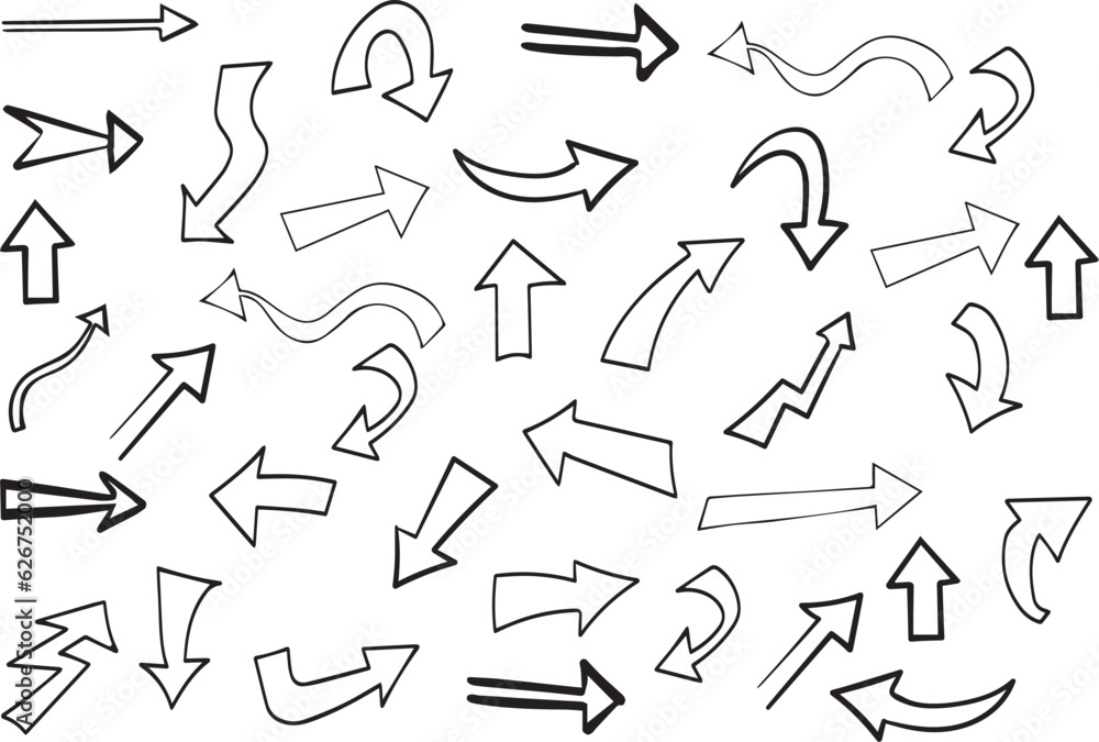 Hand drawn arrows vector set Hand drawn arrows vector set
