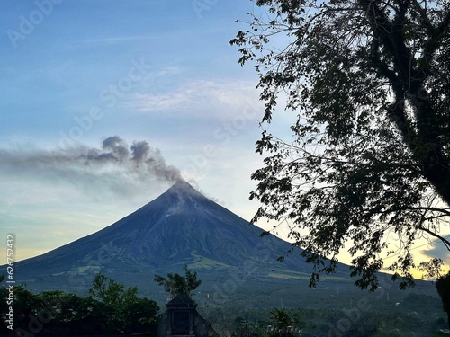Mayon Magayon Volcano with Silhouette tree in legazpi city albay Philippines