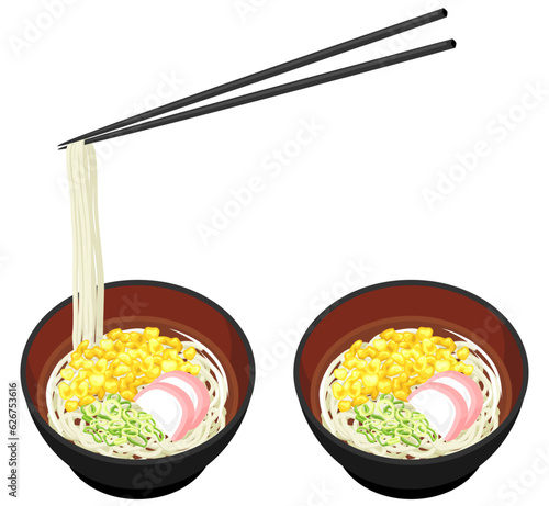 たぬきうどん：箸付き　箸無し※Affinity Designer作成svgファイル