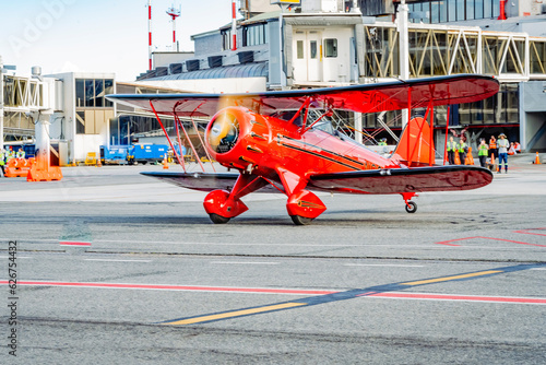 red biplane