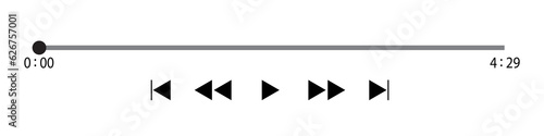 Media player playback panel template isolated on white background. Video or audio player progress loading bar with time slider. Vector illustration