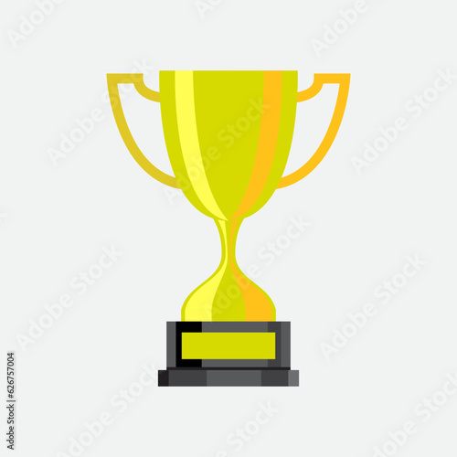 Golden trophy cup isolated on white background.  Best simple championship or competition trophy. Vector illustration.