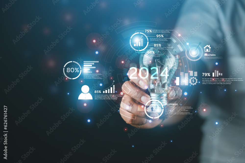 2024 business concept, businessman or engineer Show the trend of driving digital currency to develop online business. 2024 business concept, businessman or engineer Show the trend of driving digital currency to develop online business.