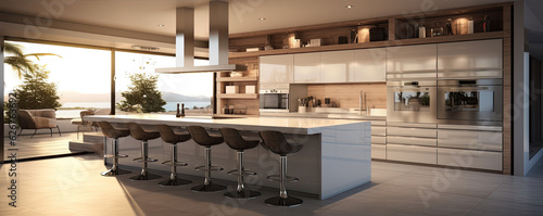 Kitchen detail in new luxury house. wide banner © amazingfotommm