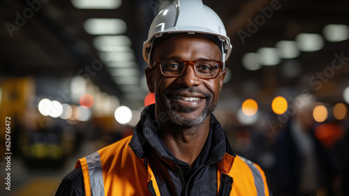 Attractive African american engineer at work on construction site