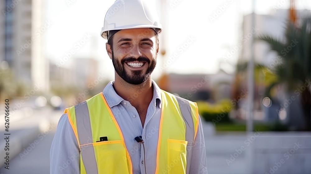 Civil Engineer Hispanic smiling with Constuction backgrounds, use for banner cover. Success in target of project goal Handsome Middle Eastern worker. Civil Engineer Hispanic smiling with Constuction backgrounds, use for banner cover. Success in target of project goal Handsome Middle Eastern worker.