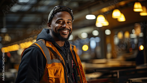 Attractive African american engineer at work on construction site generative ai