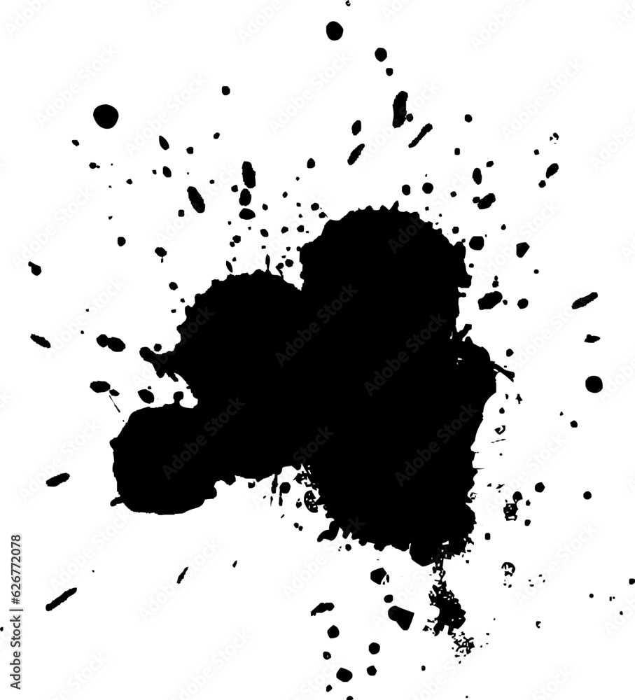 black dropped ink splash splatter grunge graphic element style