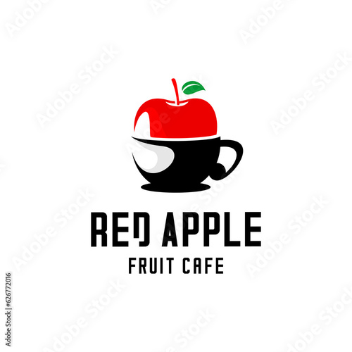 vector logo cup of coffee and fruit