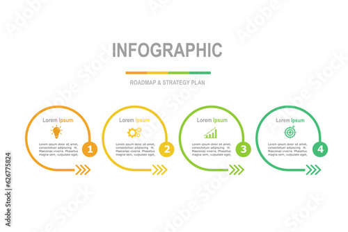 infographic elements  template, business concept with  4 steps  , minimal multi color circle shape design for workflow layout, diagram, annual report, web design.Creative banner, label vector