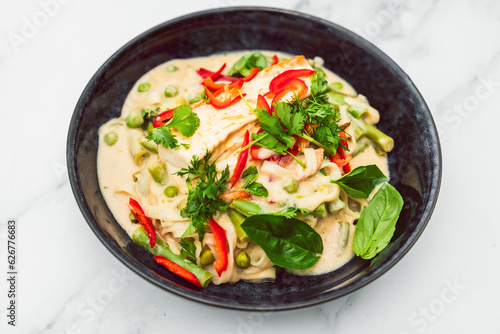 plant-based creamy vegetable curry with silken tofu