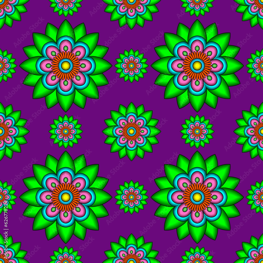 Ikate Seamless decorative pattern with ornament. Background for printing on paper, wallpaper, covers, textiles, fabrics, for decoration, decoupage, scrapbooking and other