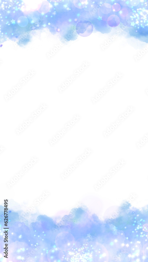 16:9 キラキラ雲の上下フレーム★PNG