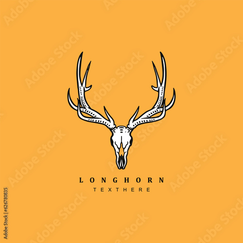 Vintage retro deer head skull logo design. Stag antler display taxidermy logo vector