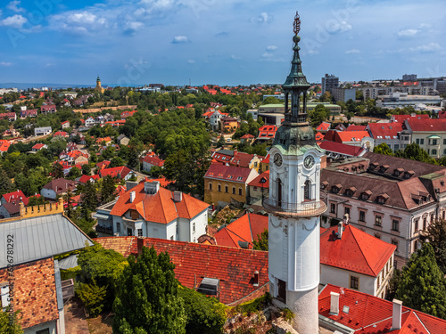 Papier peint Veszprem, Hungary - Aerial view of the Fire-watch tower at Ovaros square, castle