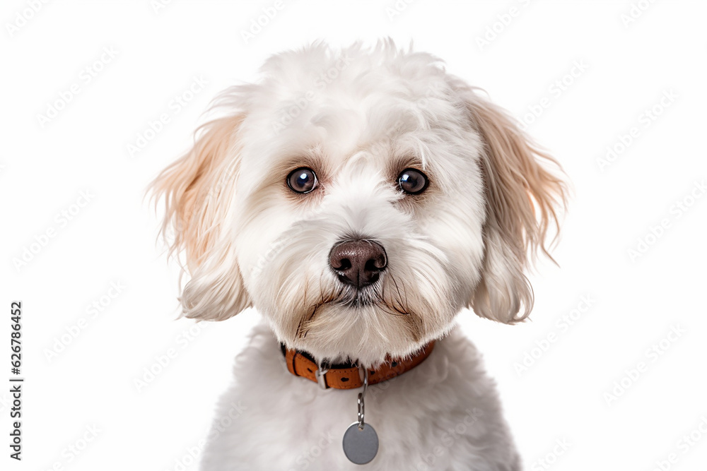 Portrait of a Maltipoo Dog with white background Portrait of a Maltipoo Dog with white background