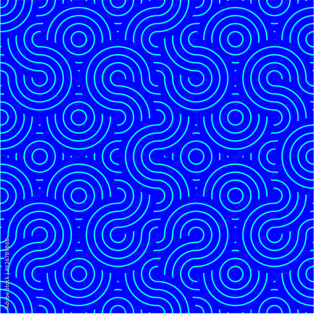 Blue & Cyan seamless undulating wavey pattern textured background wallpaper vector