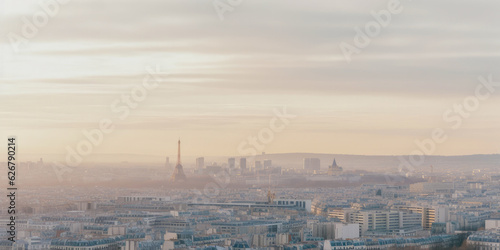 Aerial view of Paris - Generative AI