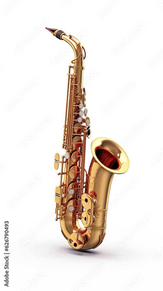 Naklejka premium Saxophone 3d realistic illustration - Generative AI.