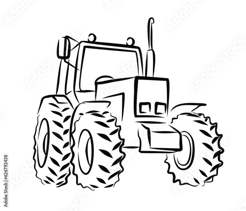 The  sketch of a slylized tractor.
