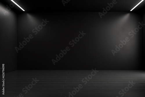 Black empty room with spotlights. Mock up, 3D Rendering © Teerasak