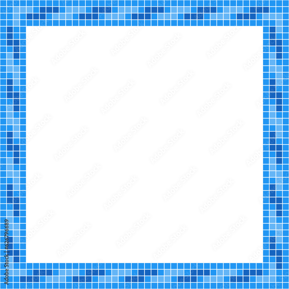 Blue tile frame, Mosaic tile frame, Tile frame, Seamless pattern, Mosaic frame seamless pattern, Mosaic tiles texture or background. Bathroom wall tiles, swimming pool tiles with beautiful pattern. Blue tile frame, Mosaic tile frame, Tile frame, Seamless pattern, Mosaic frame seamless pattern, Mosaic tiles texture or background. Bathroom wall tiles, swimming pool tiles with beautiful pattern.
