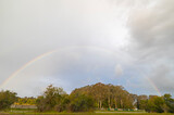 Double rainbow appears in the sky near Hastings Point, New South Wales, Australia