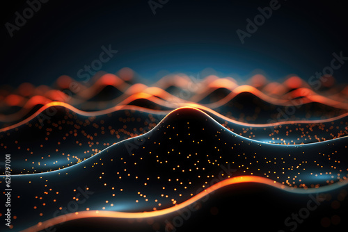 abstract digital particles. Futuristic background with flowing particles. created with generative AI technology.