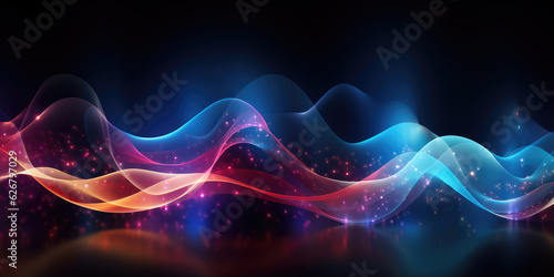 Abstract light painting background. Futuristic wave. illustration. created with generative AI technology.