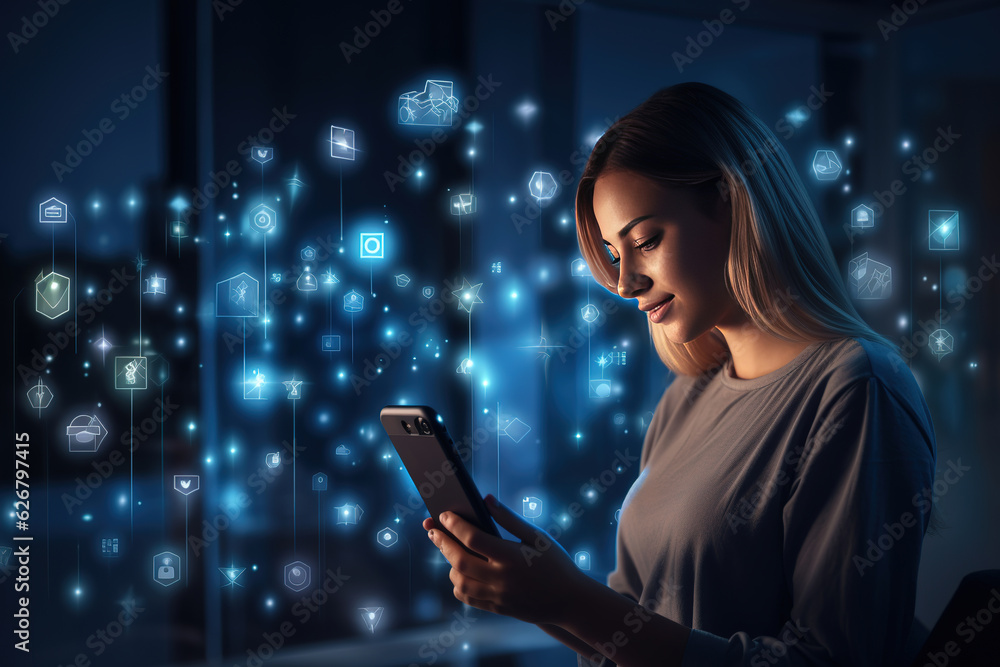 Person using a social media marketing concept Person using a social media marketing concept