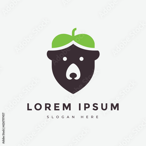 cute bear animal wildlife mammal logo design vector abstract illustration