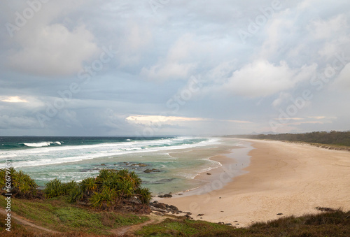 Sunset beach views across the bay area at Hastings Point in New South Wales  Australia