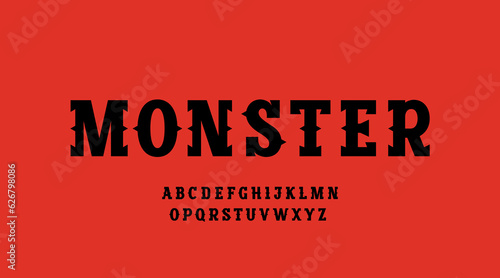 Black alphabet thick font, for your design with thorn, vector illustration 10EPS