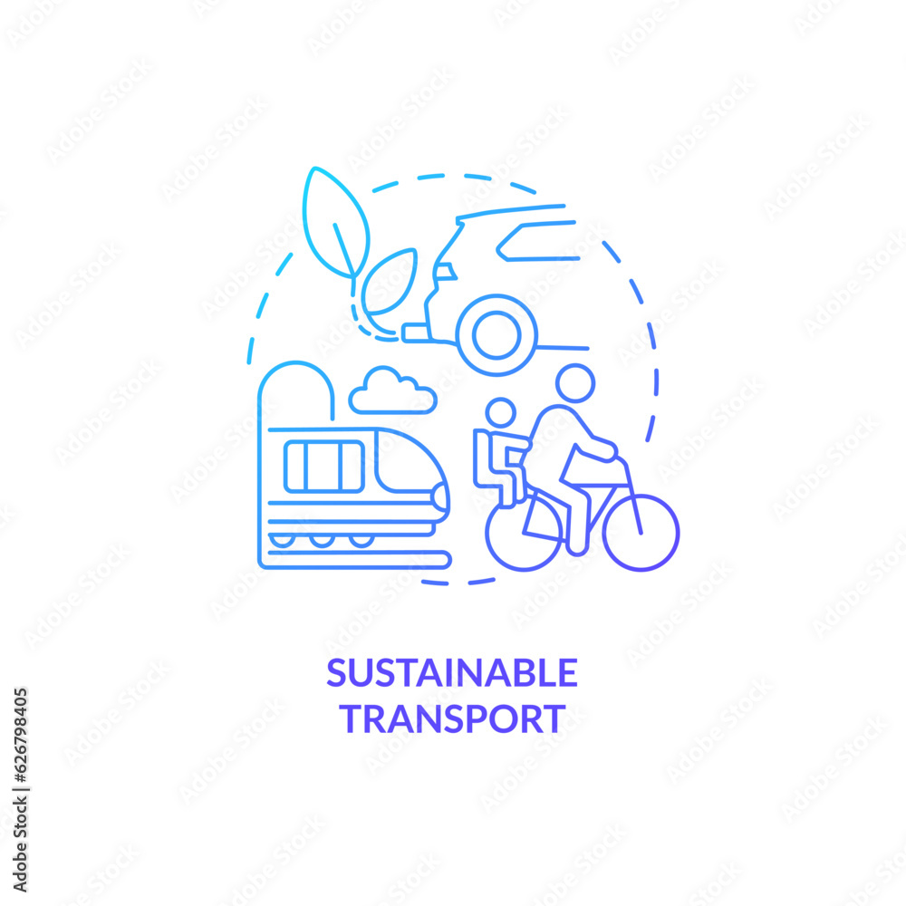 Gradient sustainable transport concept, isolated vector, thin line icon representing carbon border adjustment. Gradient sustainable transport concept, isolated vector, thin line icon representing carbon border adjustment.