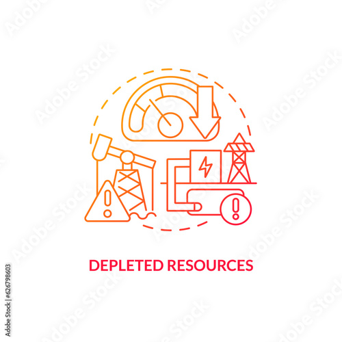 Gradient depleted resources concept, isolated vector, thin line icon representing carbon border adjustment.