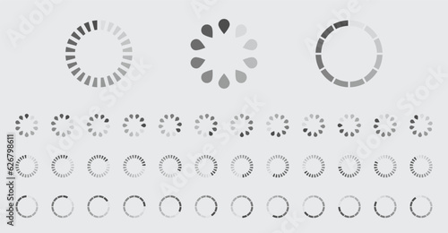 Circular Loading Buffering Icons Vector Set Video Ready for Animation Gif All Keyframes Frames Bufring Circle Waiting for Connection Buffer Preloader Download Symbol Easy Replace Color