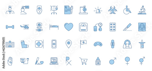 Medical Vector Icons Set. Line Icons, Sign and Symbols in Outline Design Medicine and Health Care with Elements for Mobile Concepts and Web Apps. Collection Modern Infographic Logo and Pictogram