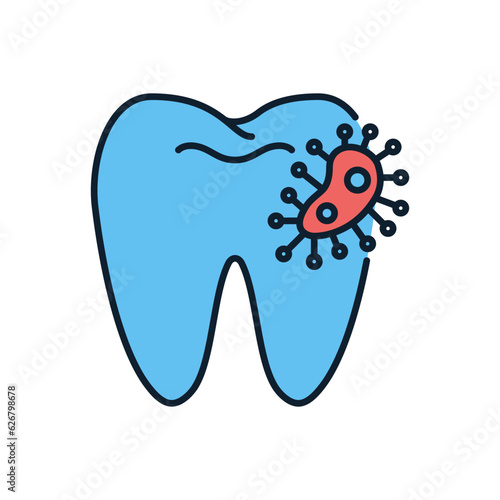 Dental Bacteria Related Vector Icon. Dental Bacteria Sign. Isolated on White Background
