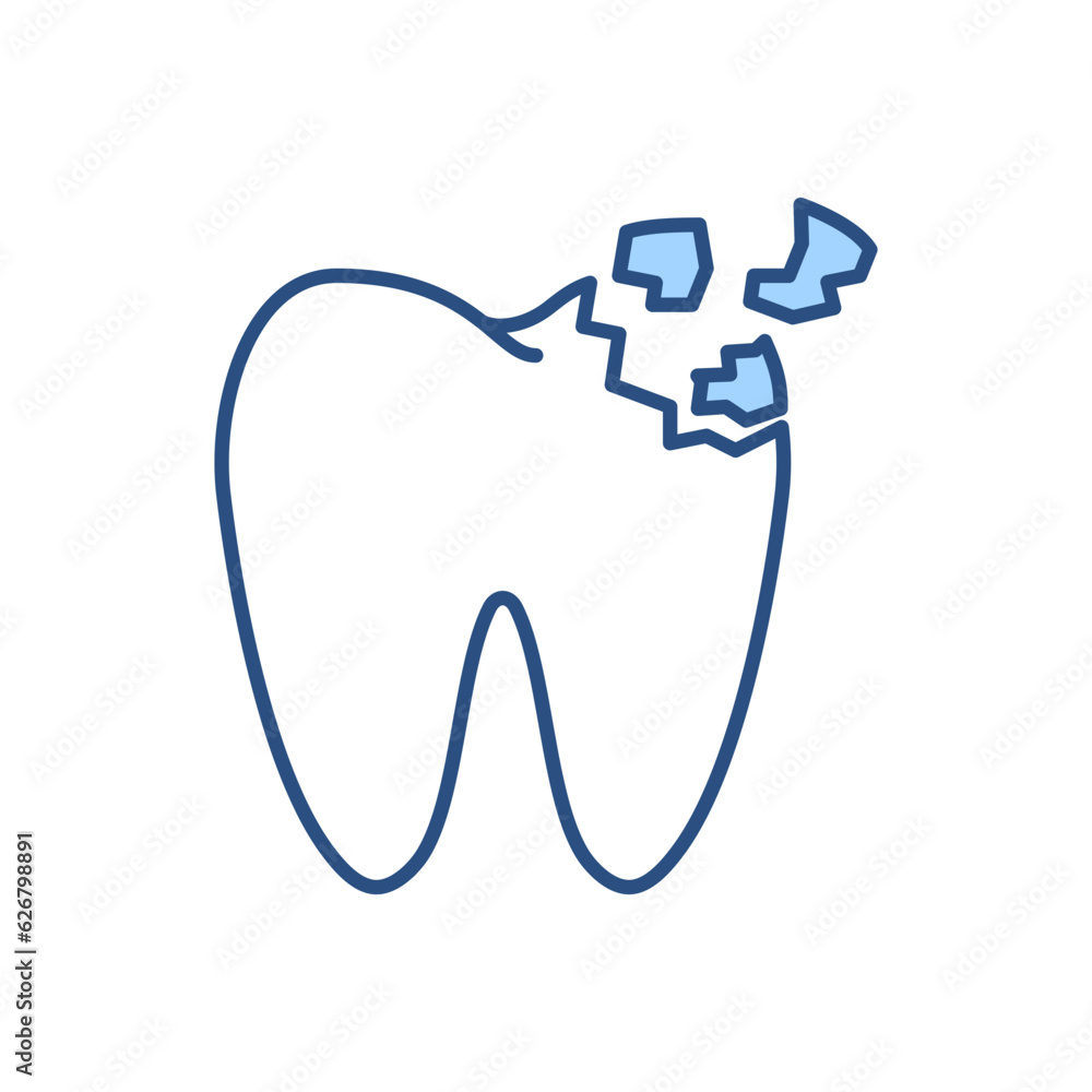Tooth Crash Related Vector Icon. Tooth Crash Sign. Isolated on White Background Tooth Crash Related Vector Icon. Tooth Crash Sign. Isolated on White Background