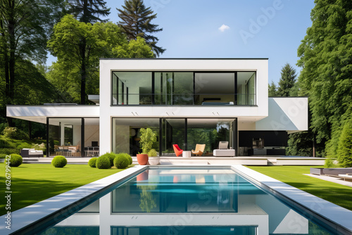 Modernist villa, capturing the sleek and minimalist architecture of the Bauhaus movement. © Keitma