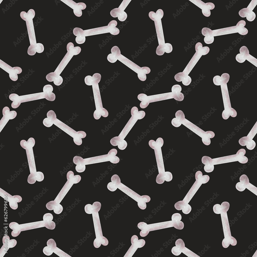 Dog bone. Watercolor illustration, seamless pattern Dog bone. Watercolor illustration, seamless pattern
