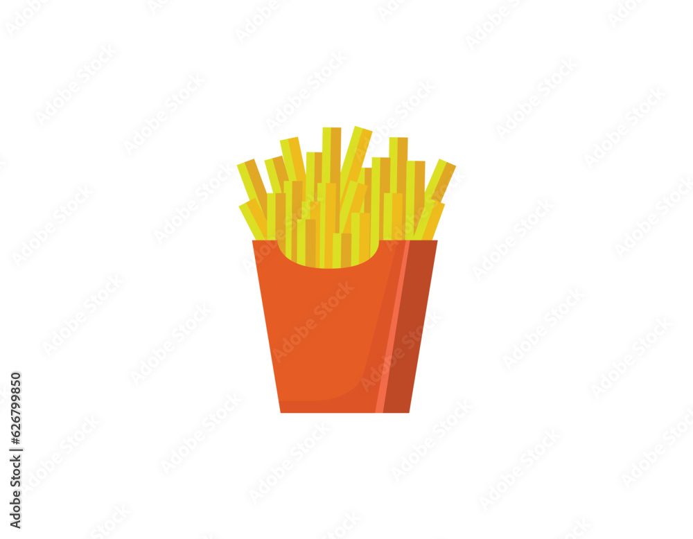 fries flat vector fast food illustration isolated on white background fries flat vector fast food illustration isolated on white background