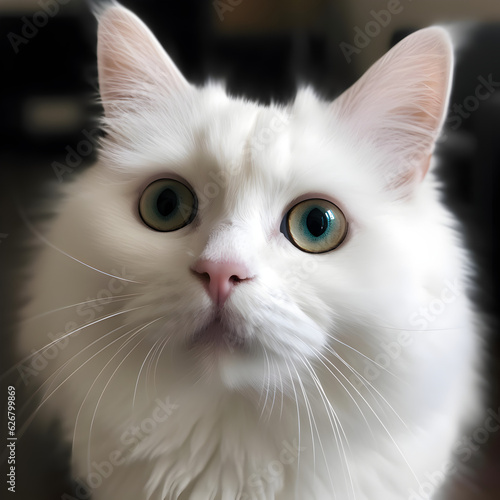 white fluffy cute cat with big eye © GoldenGooseBlingBlin