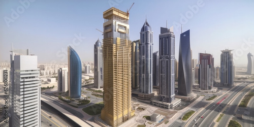 Aerial view od Dubai  UAE - Generative AI