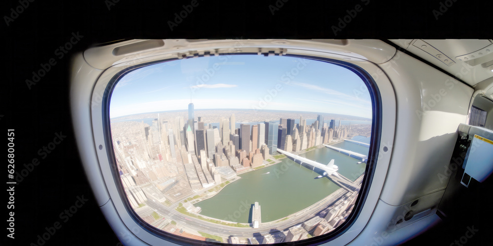 City view from airplane - Generative AI City view from airplane - Generative AI