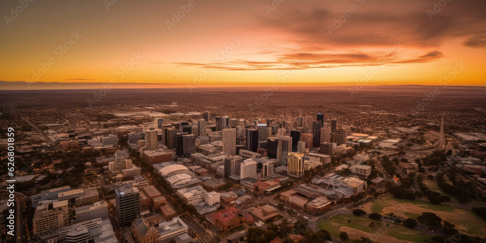 Aerial view of Adelaide, Australia - Generative AI